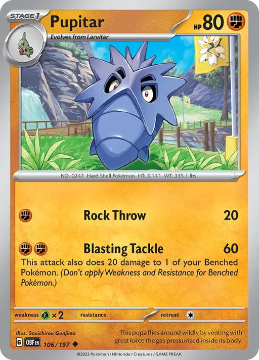 Pupitar (106/197) [Scarlet & Violet: Obsidian Flames] - Pokemon Single