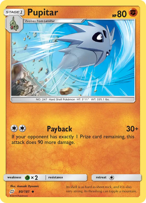 Pupitar (80/181) [Sun & Moon: Team Up] - Pokemon Single