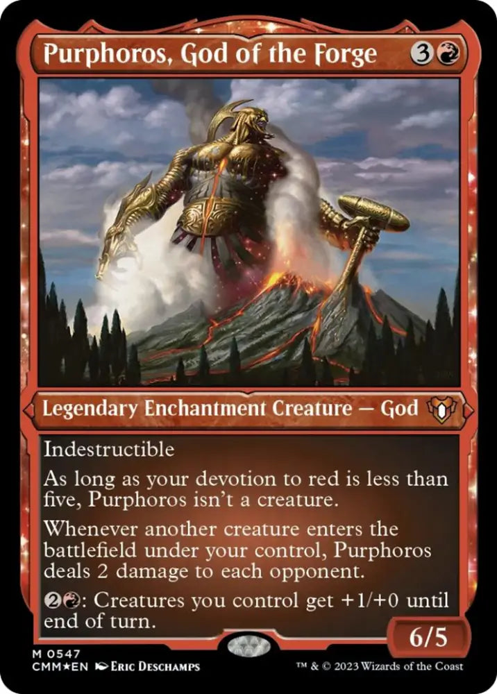 Purphoros God of the Forge (Foil Etched) [Commander Masters] - MTG Single