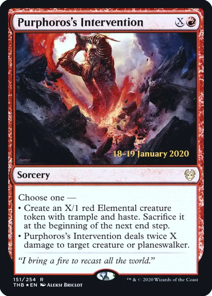 Purphoros’s Intervention [Theros Beyond Death Prerelease Promos] - MTG Single
