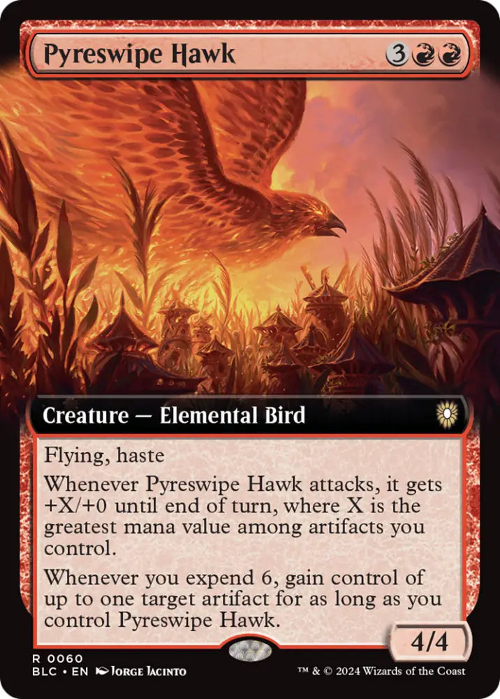 Pyreswipe Hawk (Extended Art) [Bloomburrow Commander] - MTG Single