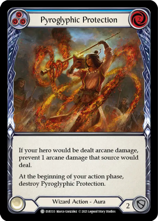 Pyroglyphic Protection (Blue) [Everfest] 1st Edition Normal - Flesh And Blood Single