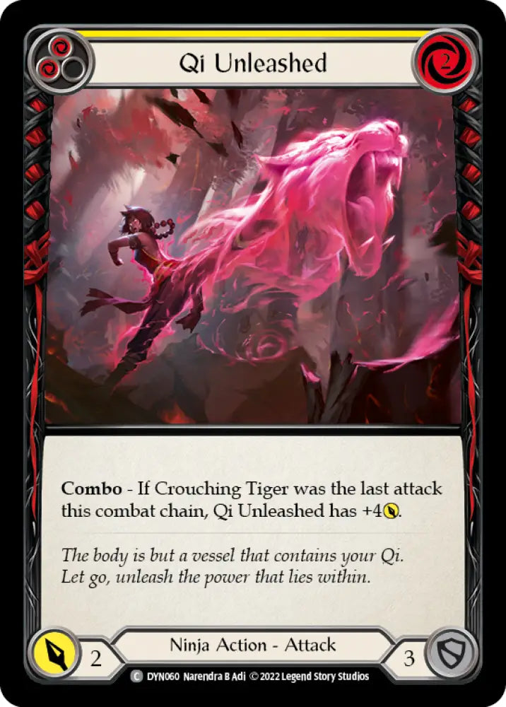 Qi Unleashed (Yellow) [Dynasty] Rainbow Foil - Flesh And Blood Single