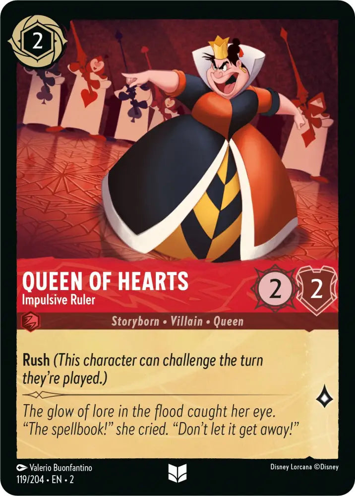 Queen of Hearts - Impulsive Ruler (119/204) [Rise of the Floodborn] - Lorcana Single