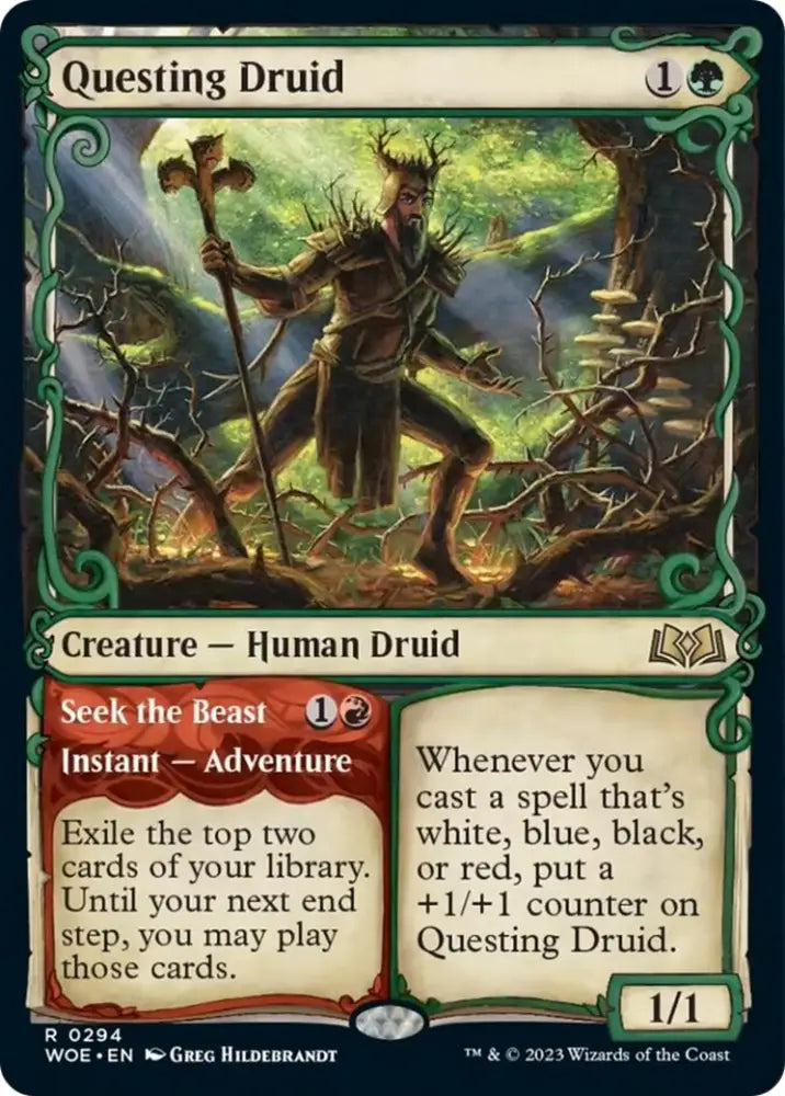 Questing Druid // Seek the Beast (Showcase) [Wilds of Eldraine] - MTG Single