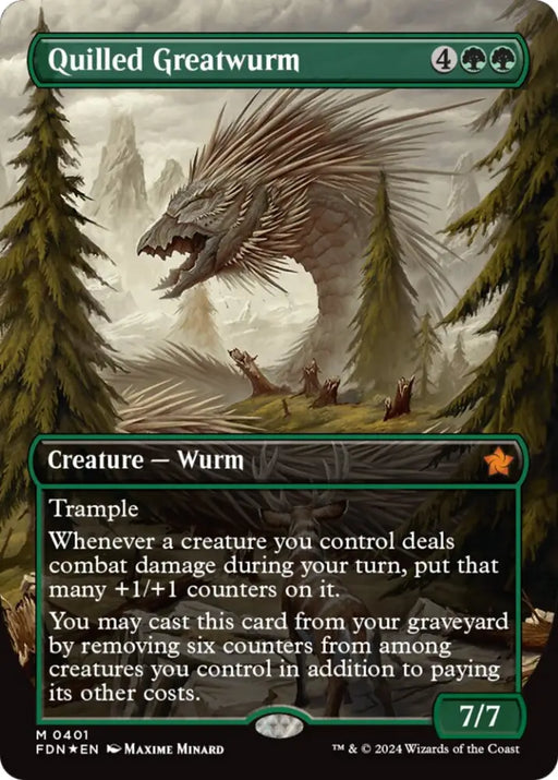Quilled Greatwurm (Borderless) (Mana Foil) [Foundations] - MTG Single