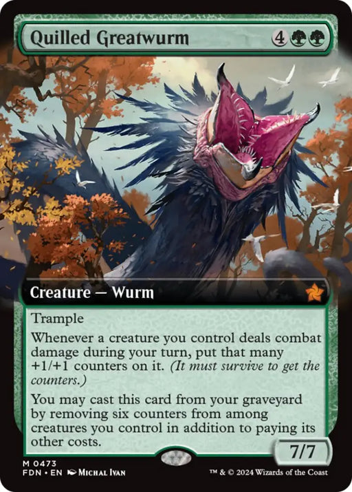 Quilled Greatwurm (Extended Art) [Foundations] - MTG Single