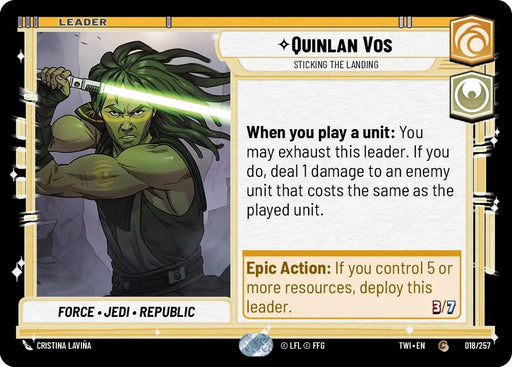Quinlan Vos - Sticking the Landing (018/257) [Twilight of the Republic] - Star Wars: Unlimited Single