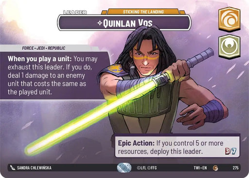 Quinlan Vos - Sticking the Landing (Showcase) (275) [Twilight of the Republic] - Star Wars: Unlimited Single