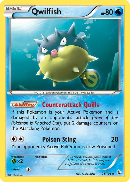 Qwilfish (21/106) [XY: Flashfire] - Pokemon Single