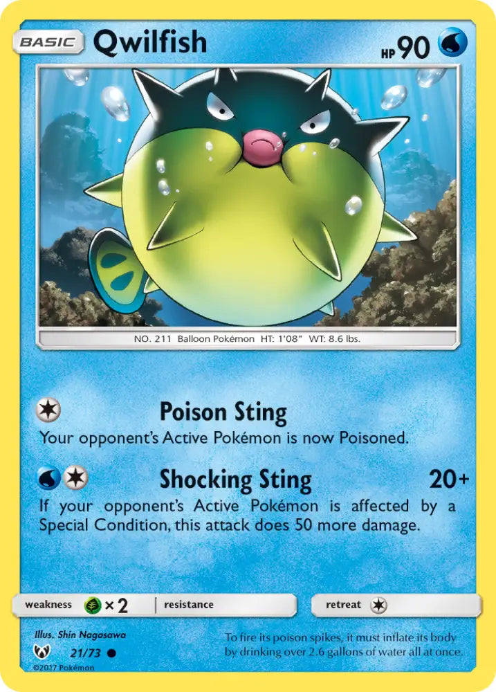 Qwilfish (21/73) [Sun & Moon: Shining Legends] - Pokemon Single