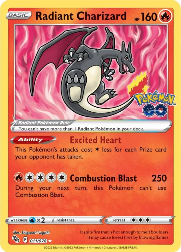 Radiant Charizard (011/078) [Pokémon GO] - Pokemon Single