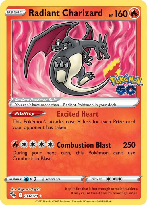 Radiant Charizard (011/078) [Pokémon GO] - Pokemon Single