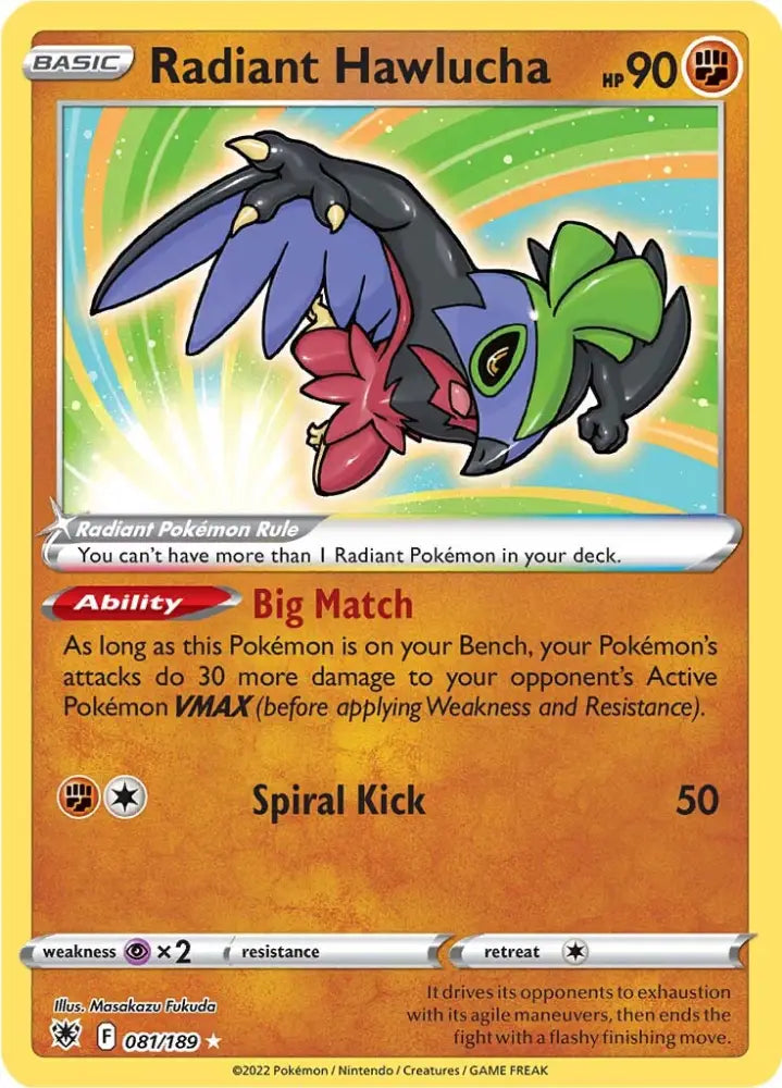 Radiant Hawlucha (081/189) [Sword & Shield: Astral Radiance] - Pokemon Single