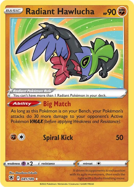 Radiant Hawlucha (081/189) [Sword & Shield: Astral Radiance] - Pokemon Single