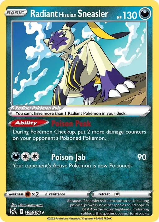 Radiant Hisuian Sneasler (123/196) [Sword & Shield: Lost Origin] - Pokemon Single