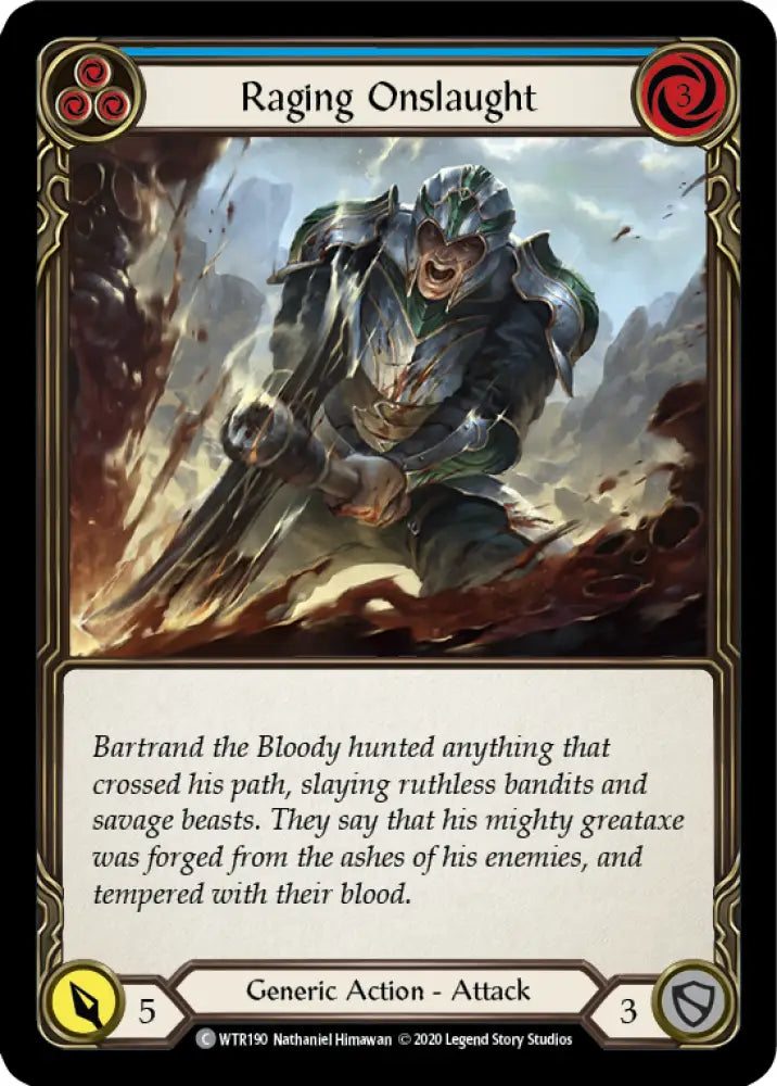 Raging Onslaught (Blue) [Welcome to Rathe Unlimited] Unlimited Rainbow Foil - Flesh And Blood Single