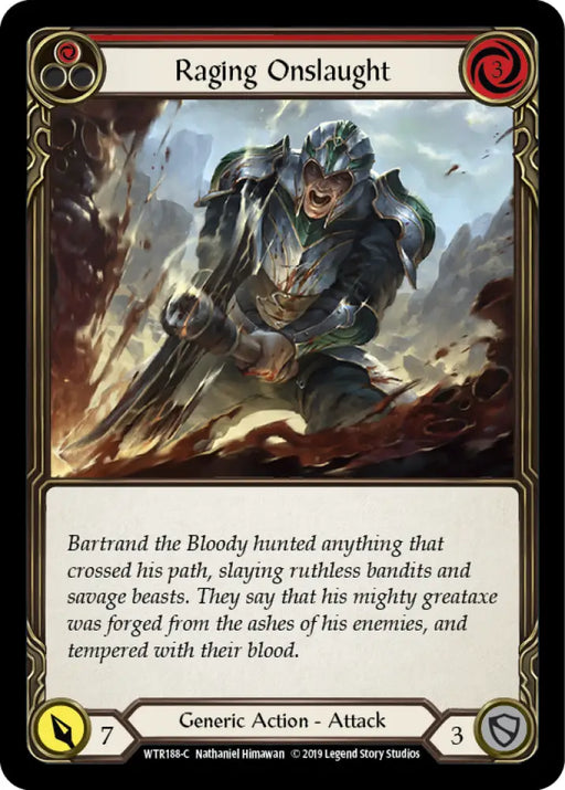 Raging Onslaught (Red) [Welcome to Rathe 1st Edition] Alpha Print Rainbow Foil - Flesh And Blood Single