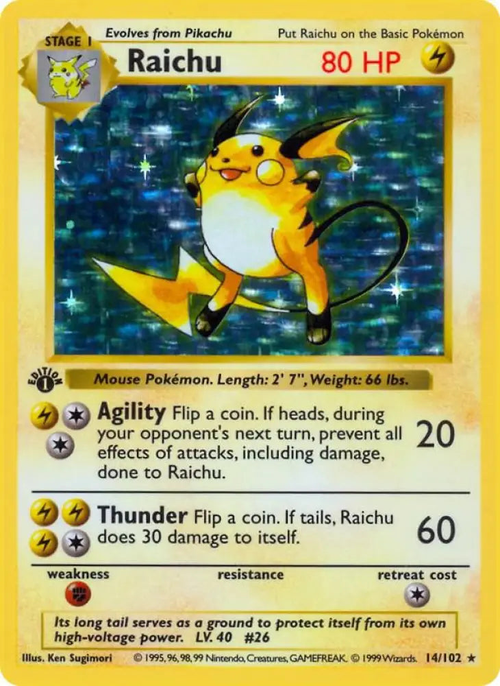 Raichu (014/102) [Base Set Shadowless (1st Edition)]