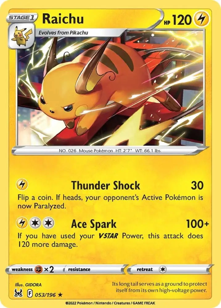 Raichu (053/196) [Sword & Shield: Lost Origin] - Pokemon Single