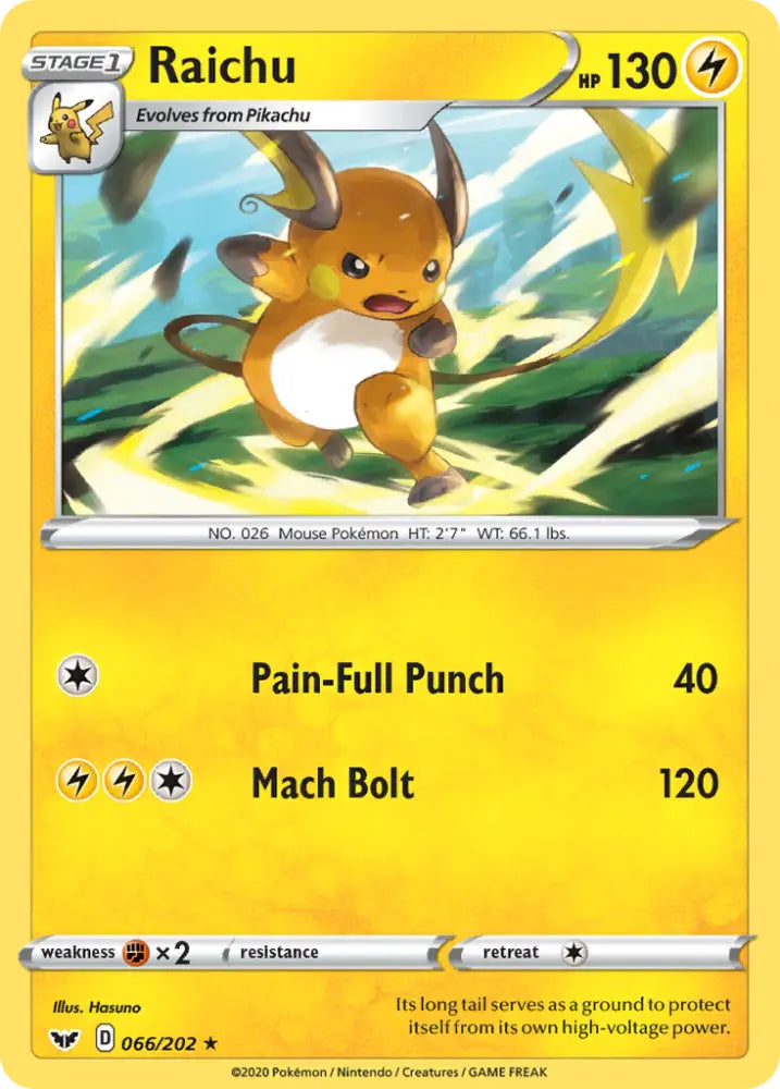 Raichu (066/202) [Sword & Shield: Base Set] - Pokemon Single