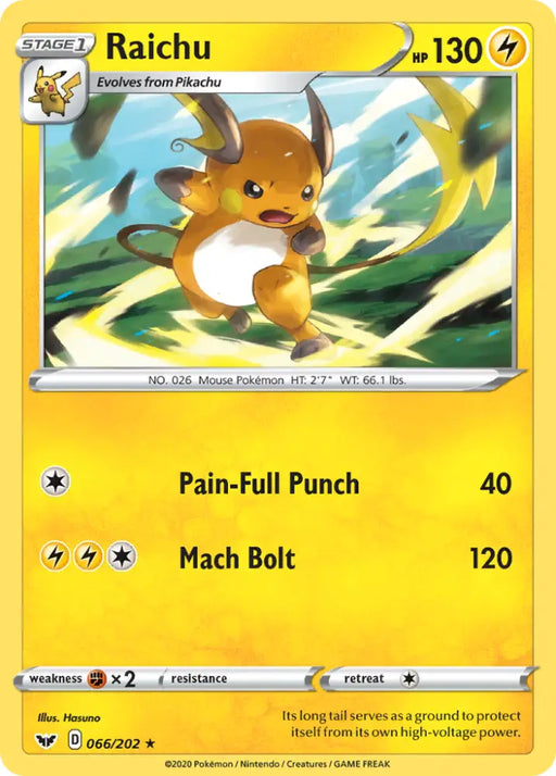 Raichu (066/202) [Sword & Shield: Base Set] - Pokemon Single