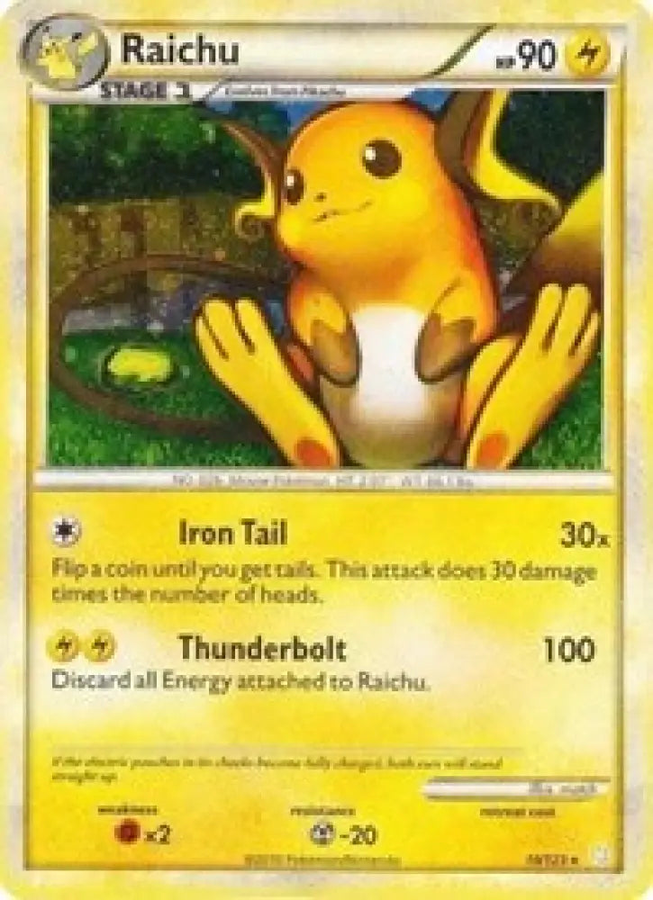 Raichu (10/123) (Cracked Ice Holo) [HeartGold & SoulSilver: Base Set] - Pokemon Single