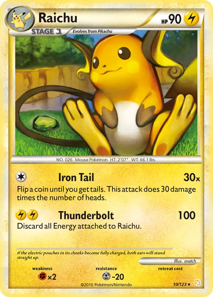 Raichu (10/123) [HeartGold & SoulSilver: Base Set] - Pokemon Single
