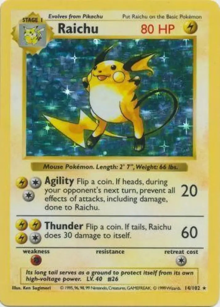Raichu (14/102) [Base Set Shadowless Unlimited] - Pokemon Single