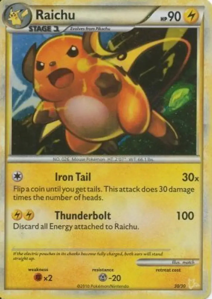 Raichu (30/30) [HeartGold & SoulSilver: Trainer Kit - Raichu] - Pokemon Single