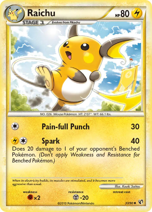Raichu (33/90) [HeartGold & SoulSilver: Undaunted] - Pokemon Single