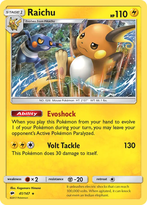 Raichu (41/147) [Sun & Moon: Burning Shadows] - Pokemon Single