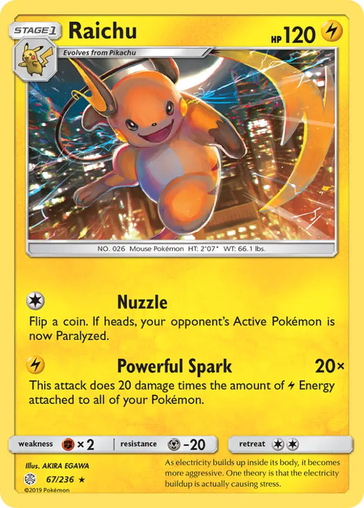 Raichu (67/236) [Sun & Moon: Cosmic Eclipse] - Pokemon Single