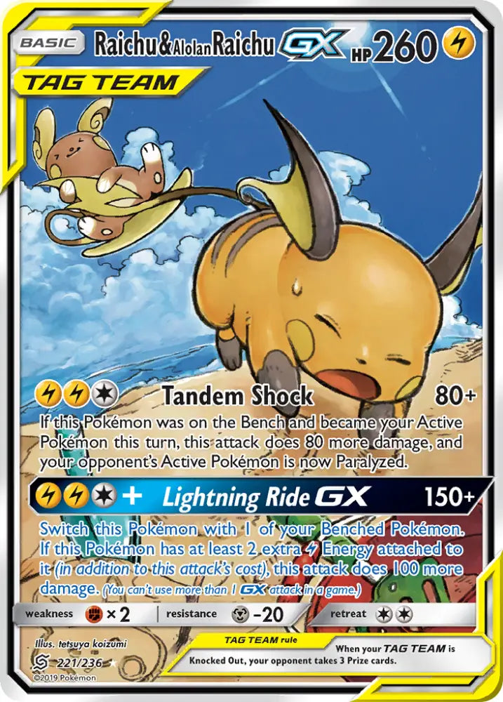 Raichu & Alolan Raichu GX (221/236) [Sun & Moon: Unified Minds] - Pokemon Single