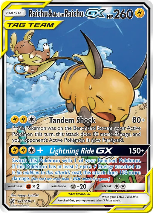 Raichu & Alolan Raichu GX (221/236) [Sun & Moon: Unified Minds] - Pokemon Single