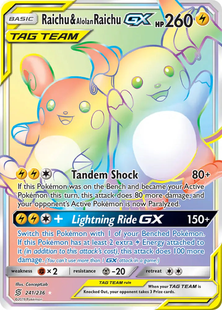Raichu & Alolan Raichu GX (241/236) [Sun & Moon: Unified Minds] - Pokemon Single