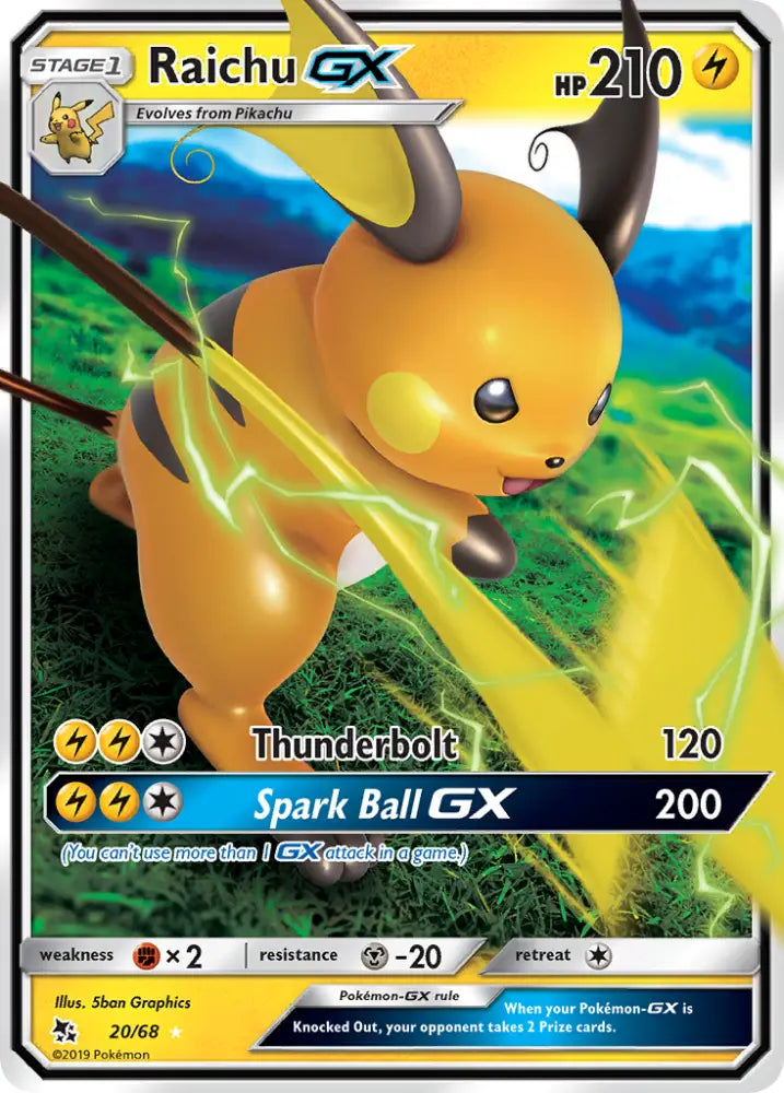 Raichu GX (20/68) [Sun & Moon: Hidden Fates] - Pokemon Single