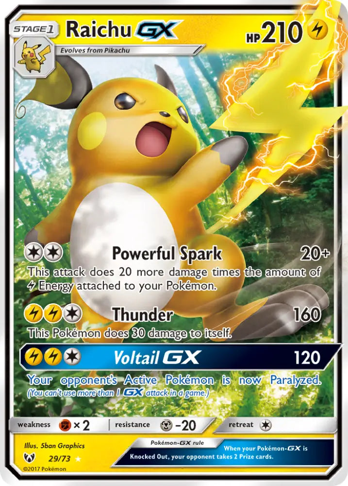 Raichu GX (29/73) [Sun & Moon: Shining Legends] - Pokemon Single