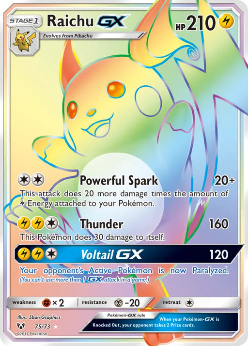 Raichu GX (75/73) [Sun & Moon: Shining Legends] - Pokemon Single
