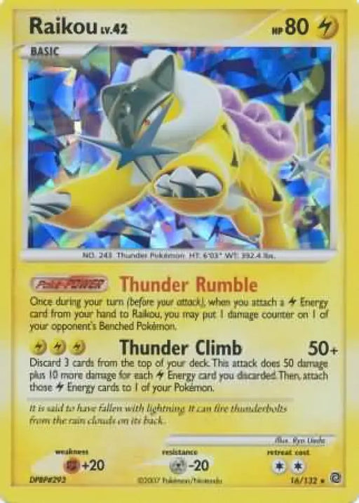Raikou (16/132) (Cracked Ice Holo) [Diamond & Pearl: Secret Wonders] - Pokemon Single