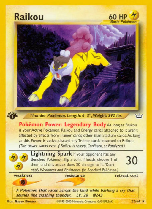 Raikou (22/64) [Neo Revelation 1st Edition] - Pokemon Single