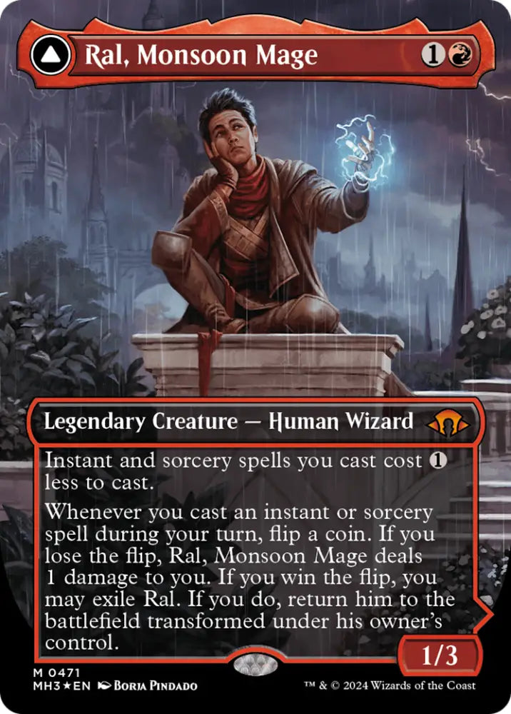 Ral Monsoon Mage // Ral Leyline Prodigy (Borderless) (Textured Foil) [Modern Horizons 3] - MTG Single