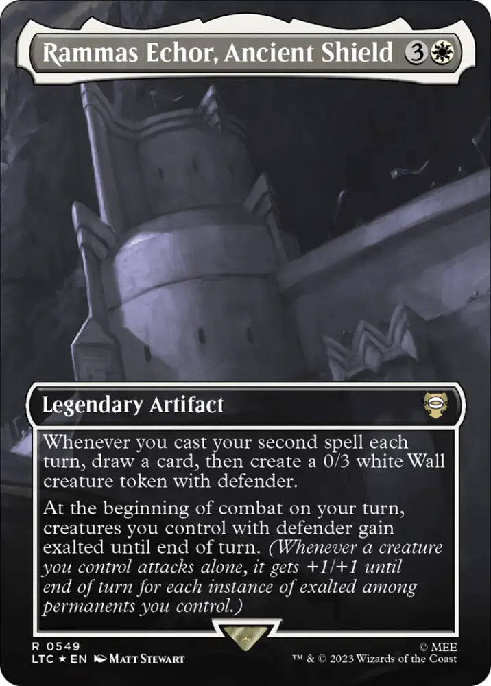Rammas Echor Ancient Shield (Borderless) (Surge Foil) [The Lord of the Rings: Tales of Middle-Earth Commander] - MTG