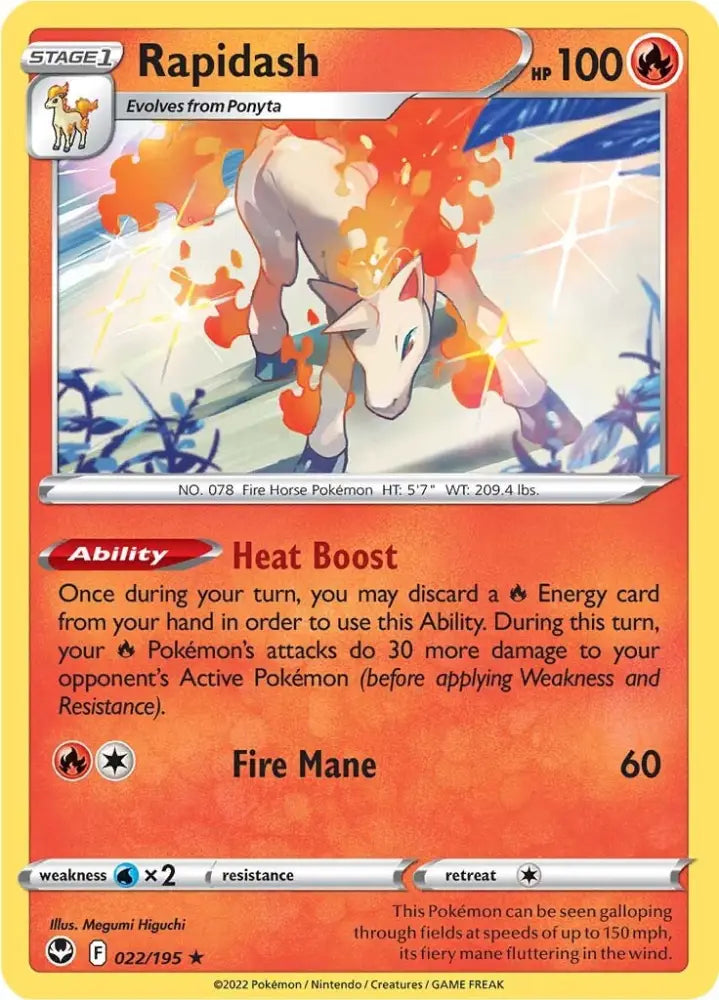 Rapidash (022/195) (Theme Deck Exclusive) [Sword & Shield: Silver Tempest] - Pokemon Single