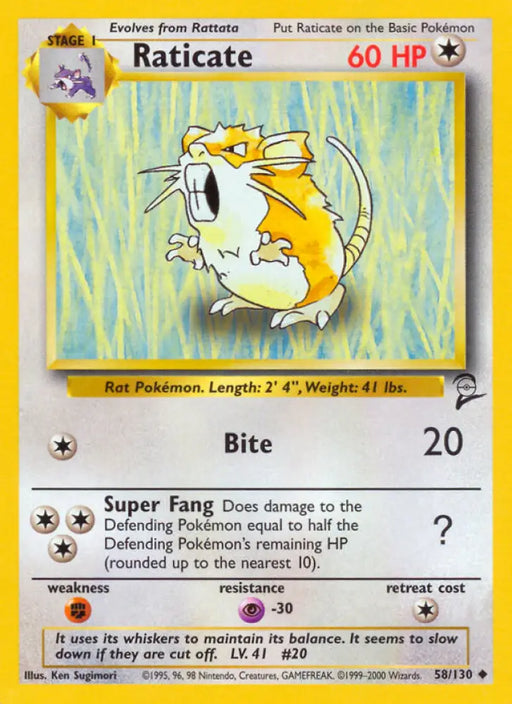 Raticate (58/130) [Base Set 2] - Pokemon Single