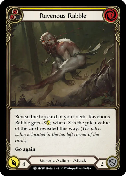 Ravenous Rabble (Yellow) [Arcane Rising Unlimited] Unlimited Rainbow Foil - Flesh And Blood Single