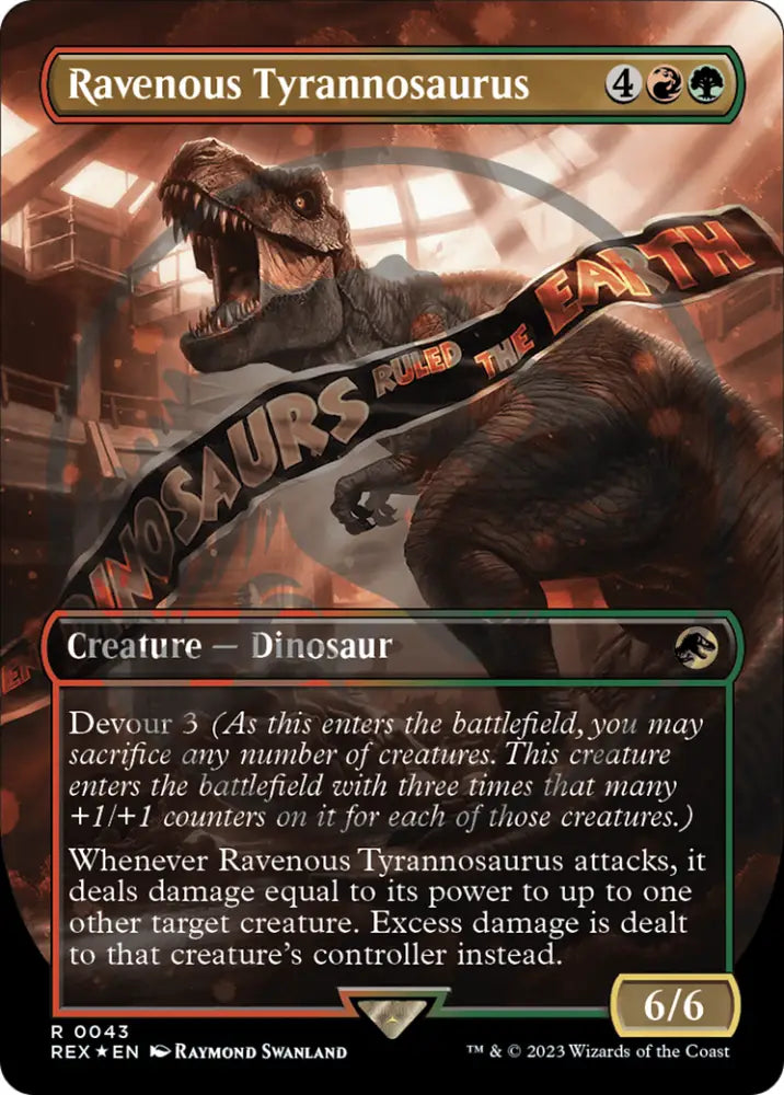 Ravenous Tyrannosaurus (Emblem) (Borderless) [Jurassic World Collection Tokens] - MTG Single