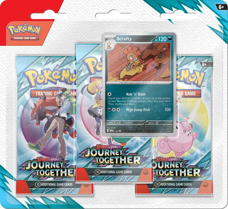 Pokemon SV9 Journey Together 3-Pack Blister Scrafty