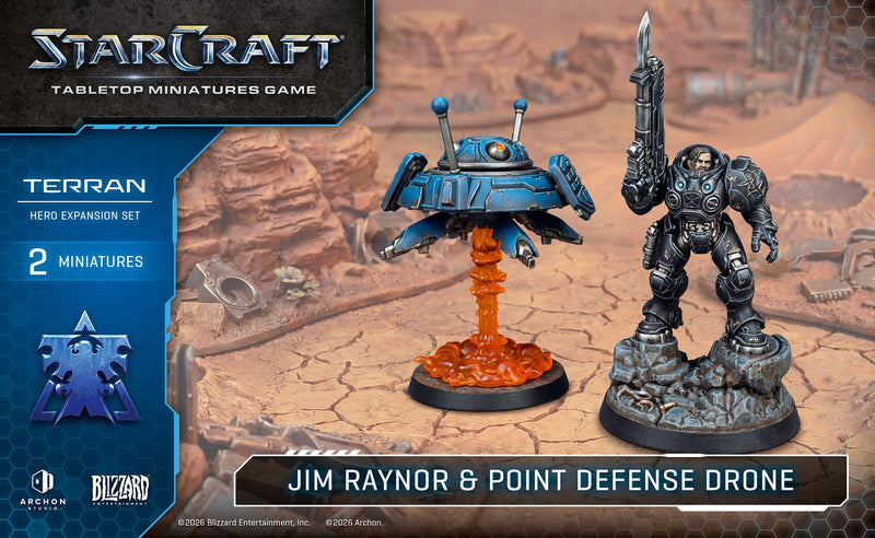 Starcraft Tabletop Miniatures Game: Terran Jim Raynor and Point Defense Drone (ETA June)