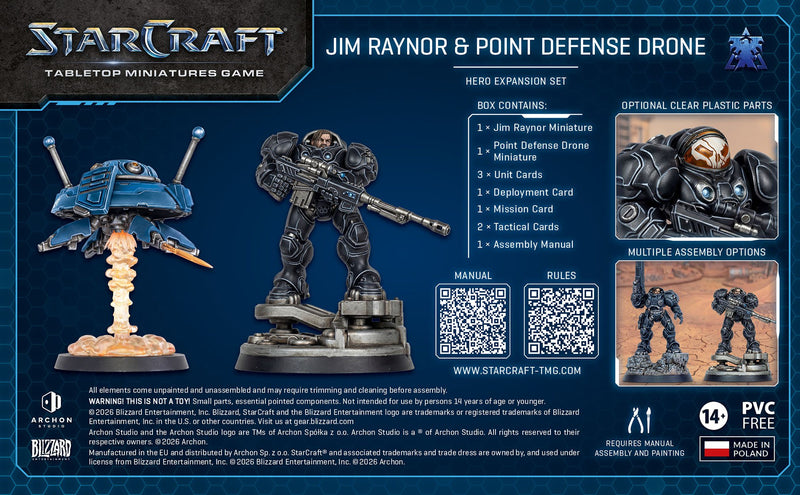 Starcraft Tabletop Miniatures Game: Terran Jim Raynor and Point Defense Drone (ETA June)